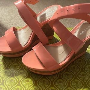 Gianni bini orange/coral wedges size us 8